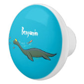 Niedlicher, glücklicher Seemänner Plesiosaurier-Ca Keramikknauf (Rechts)