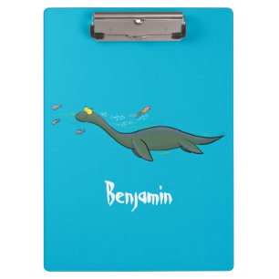 Niedlicher, glücklicher Seemänner Plesiosaurier-Ca Klemmbrett