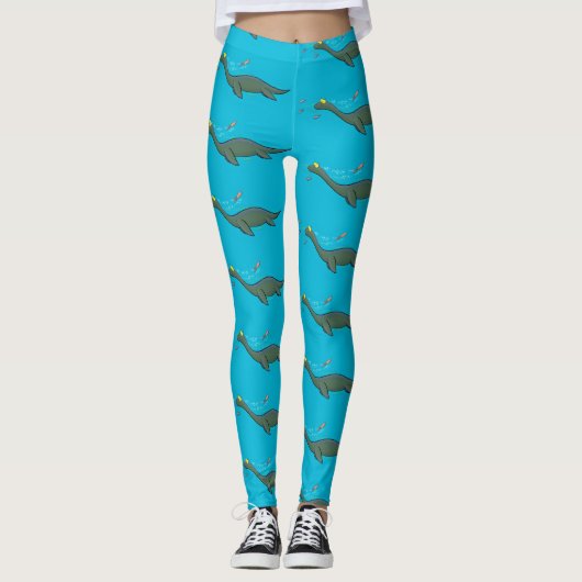 Niedlicher, glücklicher Seemänner Plesiosaurier-Ca Leggings (Vorderseite)
