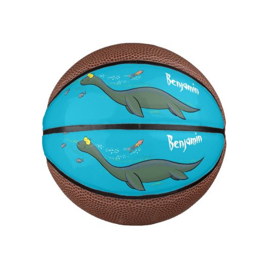 Niedlicher, glücklicher Seemänner Plesiosaurier-Ca Mini Basketball (Vorderseite)
