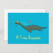 Niedlicher, glücklicher Seemänner Plesiosaurier-Ca Postkarte (Vorne/Hinten)