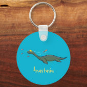 Niedlicher, glücklicher Seemänner Plesiosaurier-Ca Schlüsselanhänger (Vorderseite)