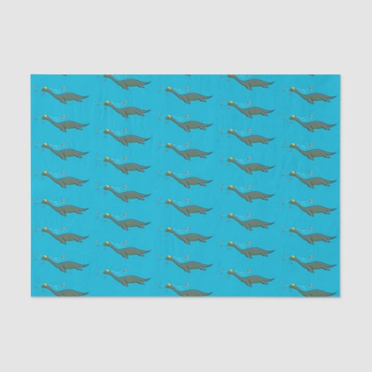 Niedlicher, glücklicher Seemänner Plesiosaurier-Ca Seidenpapier (Vorderseite)