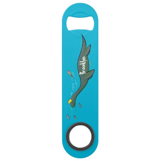 Niedlicher, glücklicher Seemänner Plesiosaurier-Ca Speed Flaschenöffner (Vorderseite)