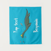 Niedlicher, glücklicher Seemänner Plesiosaurier-Ca Wandteppich (Vorderseite)