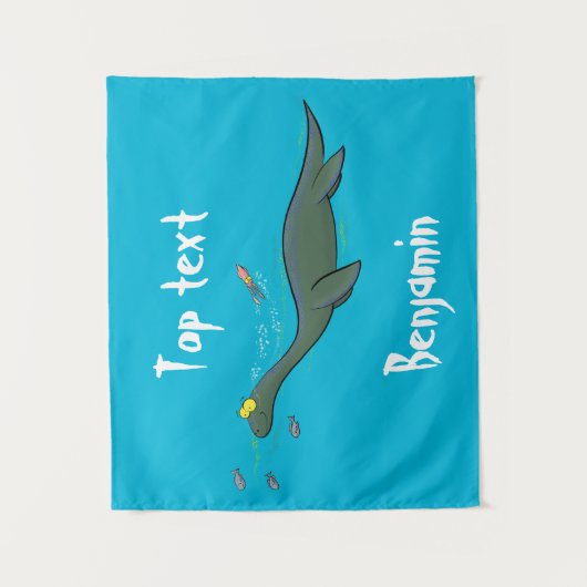 Niedlicher, glücklicher Seemänner Plesiosaurier-Ca Wandteppich (Vorderseite)