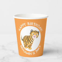 Niedlicher glücklicher Tigerbecher personalisierte Pappbecher