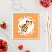 Niedlicher glücklicher Tigerbecher personalisierte Serviette (Beispiel)