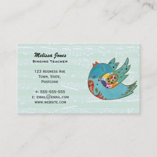 Niedlicher glücklicher Vogel Visitenkarte (Vorderseite)