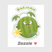 Niedlicher, glücklicher Wassermelone-Cartoon Aufkleber (Blatt)