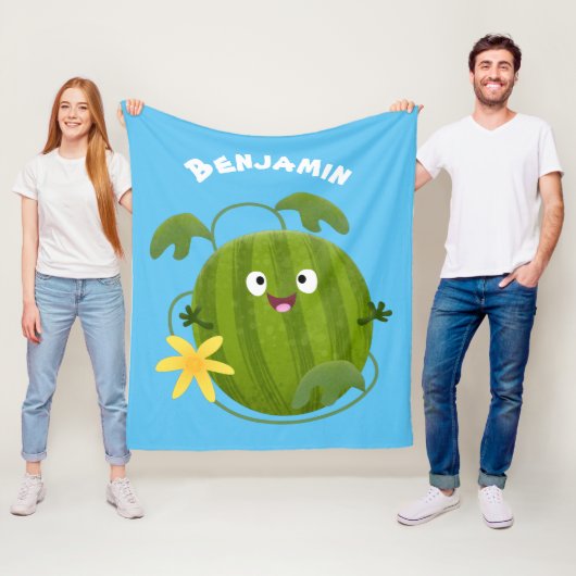 Niedlicher, glücklicher Wassermelone-Cartoon Fleecedecke (Beispiel)