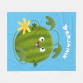 Niedlicher, glücklicher Wassermelone-Cartoon Fleecedecke (Vorderseite (Horizontal))