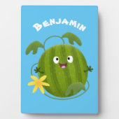 Niedlicher, glücklicher Wassermelone-Cartoon Fotoplatte (Vorderseite)