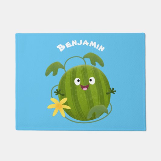 Niedlicher, glücklicher Wassermelone-Cartoon Fußmatte (Vorderseite)