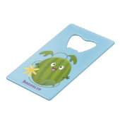 Niedlicher, glücklicher Wassermelone-Cartoon Geldbeutel Flaschenöffner (Vorderseite Schrägansicht)