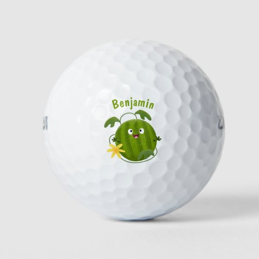 Niedlicher, glücklicher Wassermelone-Cartoon Golfball (Vorderseite)