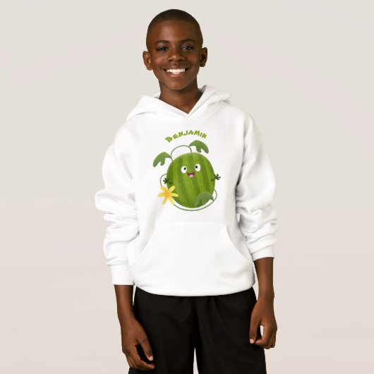 Niedlicher, glücklicher Wassermelone-Cartoon Hoodie (Vorne ganz)