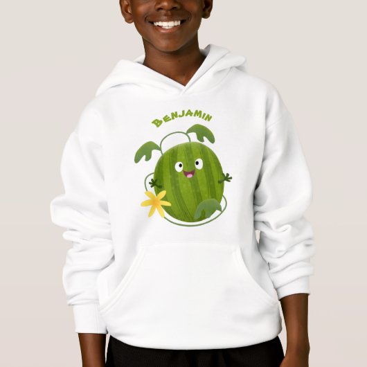 Niedlicher, glücklicher Wassermelone-Cartoon Hoodie (Vorderseite)
