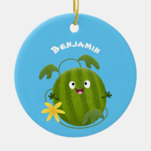Niedlicher, glücklicher Wassermelone-Cartoon Keramik Ornament