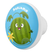 Niedlicher, glücklicher Wassermelone-Cartoon Keramikknauf (Rechts)