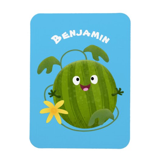 Niedlicher, glücklicher Wassermelone-Cartoon Magnet (Vertikal)