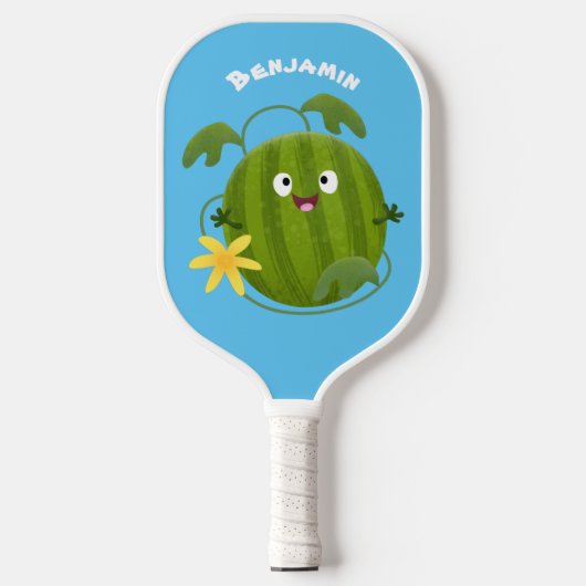 Niedlicher, glücklicher Wassermelone-Cartoon Pickleball Schläger (Vorderseite)