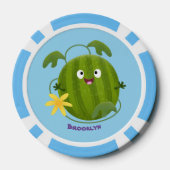 Niedlicher, glücklicher Wassermelone-Cartoon Pokerchips (Rückseite)