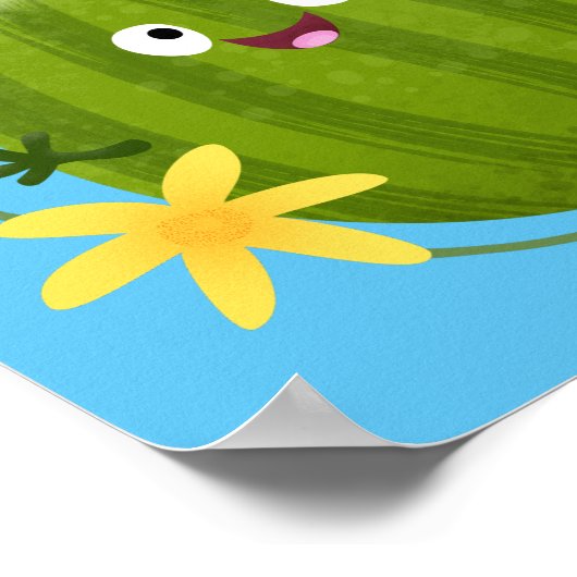 Niedlicher, glücklicher Wassermelone-Cartoon Poster (Ecke)