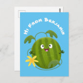 Niedlicher, glücklicher Wassermelone-Cartoon Postkarte (Vorne/Hinten)