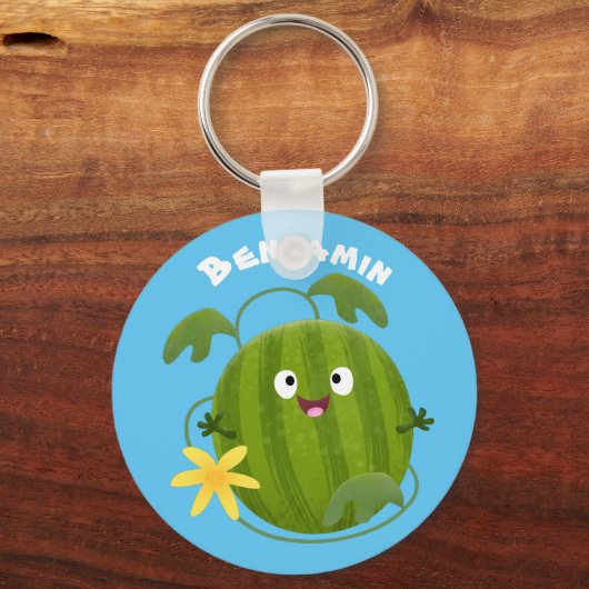 Niedlicher, glücklicher Wassermelone-Cartoon Schlüsselanhänger (Vorderseite)