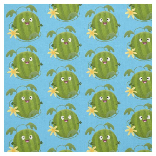 Niedlicher, glücklicher Wassermelone-Cartoon Stoff (Muster)
