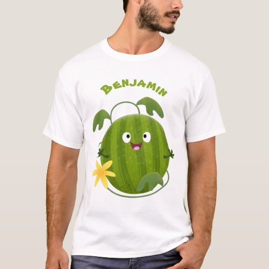 Niedlicher, glücklicher Wassermelone-Cartoon T-Shirt (Vorderseite)