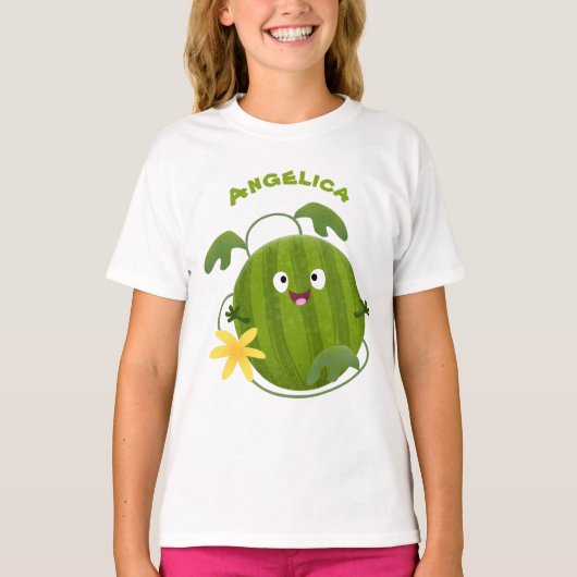 Niedlicher, glücklicher Wassermelone-Cartoon T-Shirt (Vorderseite)