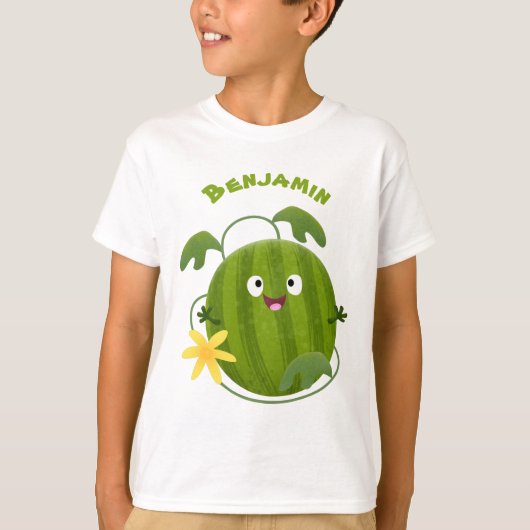 Niedlicher, glücklicher Wassermelone-Cartoon T-Shirt (Vorderseite)