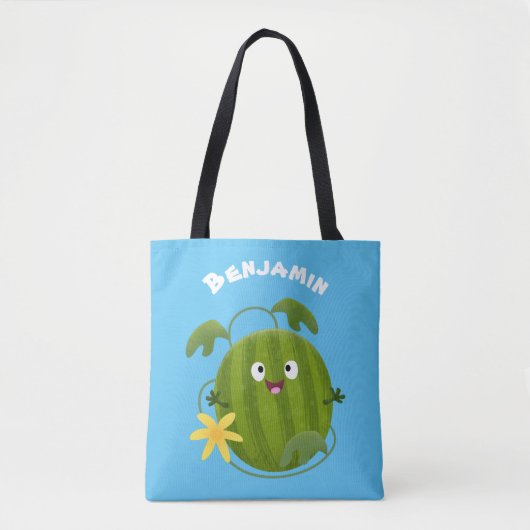 Niedlicher, glücklicher Wassermelone-Cartoon Tasche (Vorderseite)