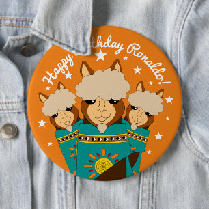 Niedlicher Glückwunsch zum Geburtstag Boy Alpacas  Button