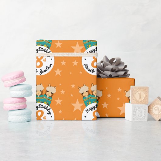 Niedlicher Glückwunsch zum Geburtstag Boy Alpacas Geschenkpapier (Babyparty)