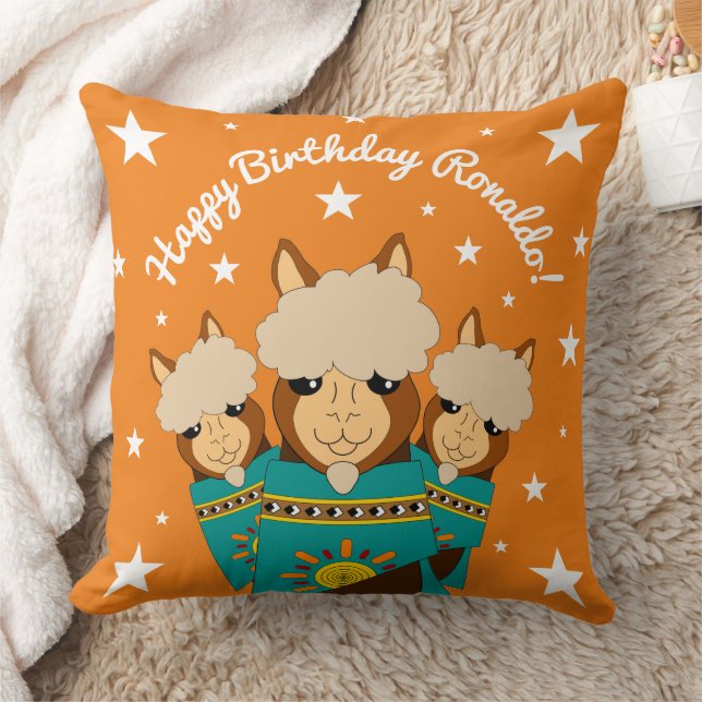 Niedlicher Glückwunsch zum Geburtstag Boy Alpacas  Kissen (Decke)