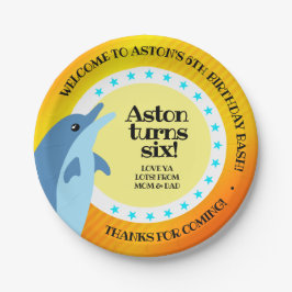 Niedlicher Glückwunsch zum Geburtstag Junge Dolphi Pappteller