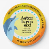 Niedlicher Glückwunsch zum Geburtstag Junge Dolphi Pappteller (Vorderseite)