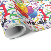 Niedlicher Glückwunsch zum Geburtstag KindName & A Geschenkpapier (Rolleneckpunkt)