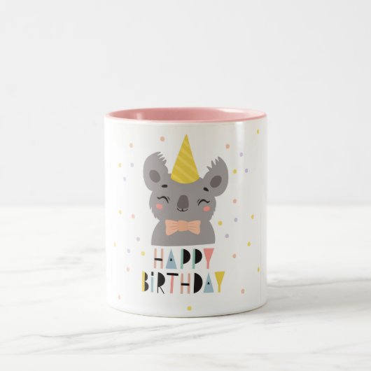 Niedlicher Glückwunsch zum Geburtstag Koala Zweifarbige Tasse (Mittel)