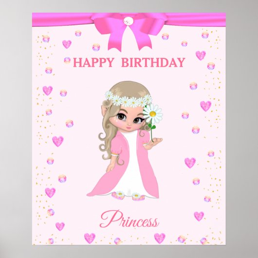 Niedlicher Glückwunsch zum Geburtstag Prinzessin & Poster (Vorne)