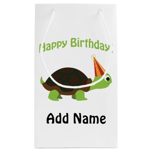 Niedlicher Glückwunsch zum Geburtstag! Schildkröte Kleine Geschenktüte (Rückseite)
