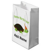 Niedlicher Glückwunsch zum Geburtstag! Schildkröte Kleine Geschenktüte (Rückseite Schrägansicht)