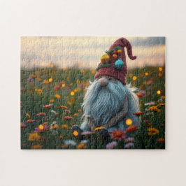 Niedlicher Gnom in den Wildblumen Puzzle
