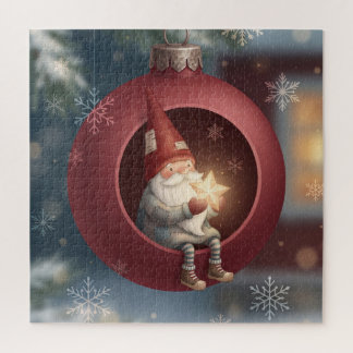 Niedlicher Gnom in rotem Weihnachtsschmuck Puzzle