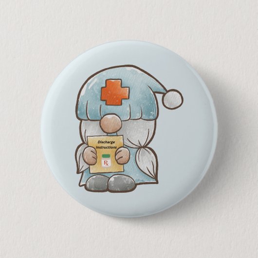 Niedlicher Gnom Krankenpfleger Button (Vorderseite)