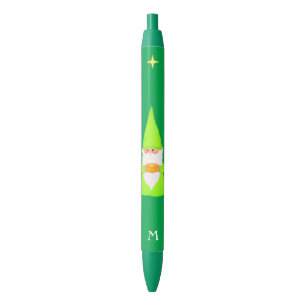Niedlicher Gnom mit einem Geschenk & Monogramm auf Kugelschreiber