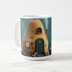 Niedlicher Gnom neben einem Biren-Feenhaus Kaffeetasse
